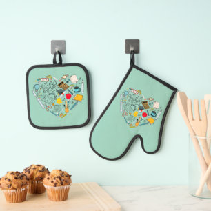 Teacher Instructor Professor Tool Heart Oven Mitt & Pot Holder Set
