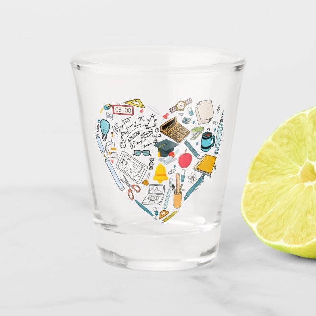 Teacher Instructor Professor Tool Heart Shot Glass (Front)
