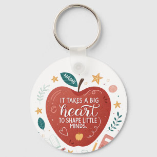 Teacher It Takes a Big Heart Apple Keychain
