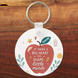 Teacher It Takes a Big Heart Apple Keychain End 