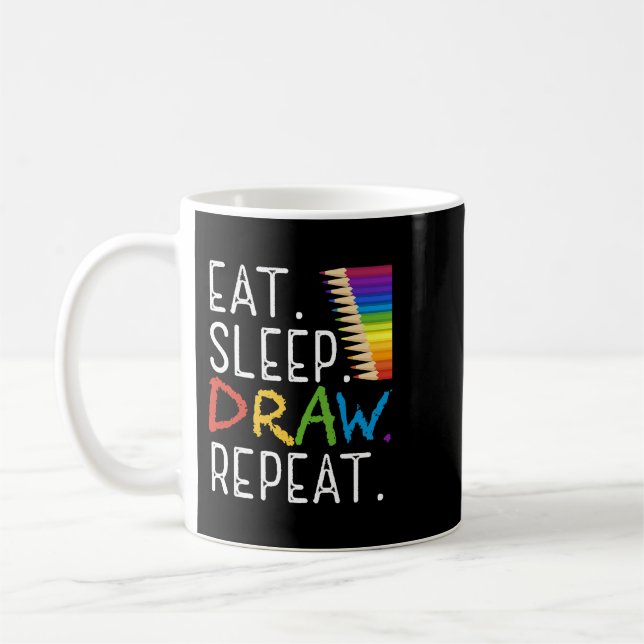 Teacher Job Eat Sleep Draw Repeat Paint Art Lover  Coffee Mug (Left)