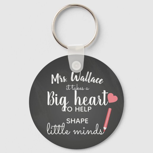 Teacher Keychain, A Big Heart to Teach Little Mind Key Ring (Front)