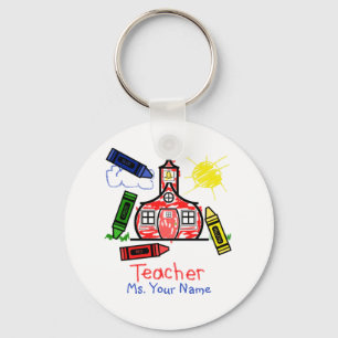 Teacher Keychain - Schoolhouse & Crayons