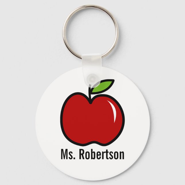 Teacher keychain with red apple design (Front)