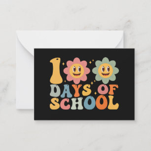 Teacher Kids Retro Groovy 100 Days 0f School  Card
