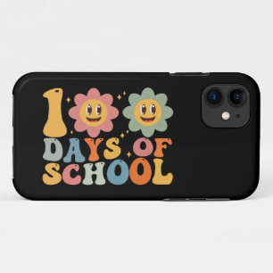Teacher Kids Retro Groovy 100 Days 0f School iPhone 11 Case