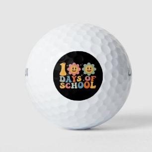 Teacher Kids Retro Groovy 100 Days 0f School Golf Balls
