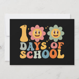 Teacher Kids Retro Groovy 100 Days 0f School Invitation