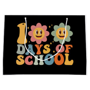Teacher Kids Retro Groovy 100 Days 0f School  Large Gift Bag