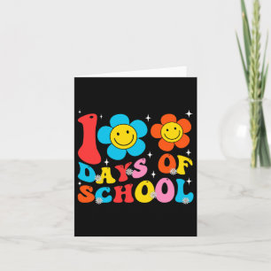 Teacher Kids Retro Groovy 100 Days Happy 100th Day Card