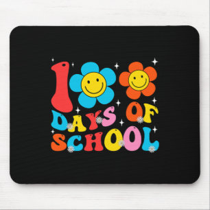 Teacher Kids Retro Groovy 100 Days Happy 100th Day Mouse Pad