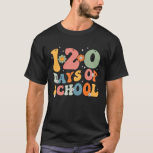 Teacher Kids Retro Groovy 120 Days Happy 120th Day T-Shirt