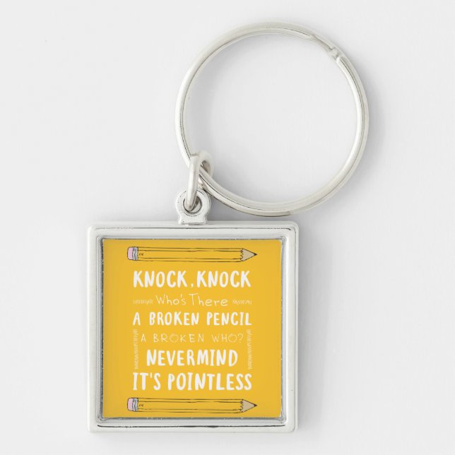 Teacher Knock Knock Jokes Pencil Puns Kid Humour N Key Ring (Front)