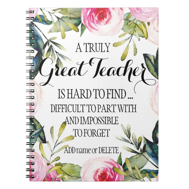 Teacher Leaving Appreciation retirement thank you Notebook (Front)