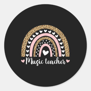 Teacher Leopard Boho Rainbow 100 Days Of School Classic Round Sticker
