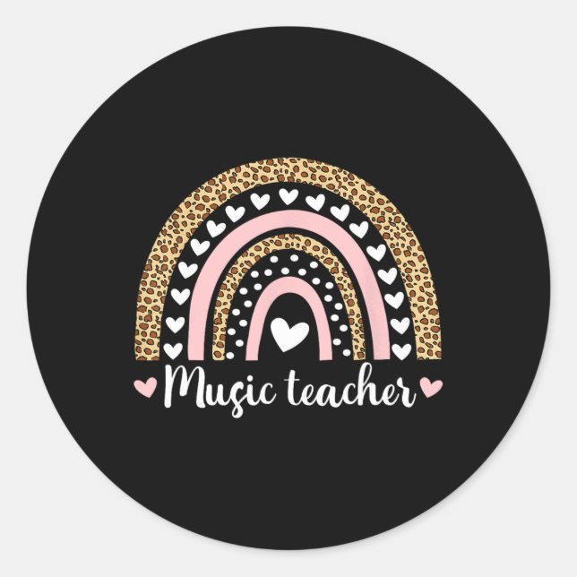 Teacher Leopard Boho Rainbow 100 Days Of School  Classic Round Sticker (Front)