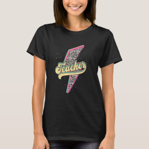 Teacher Leopard Lightning Bolts Back To School Tea T-Shirt