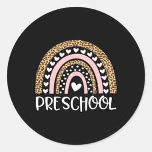 Teacher Leopard Rainbow Teacher Back To School Classic Round Sticker
