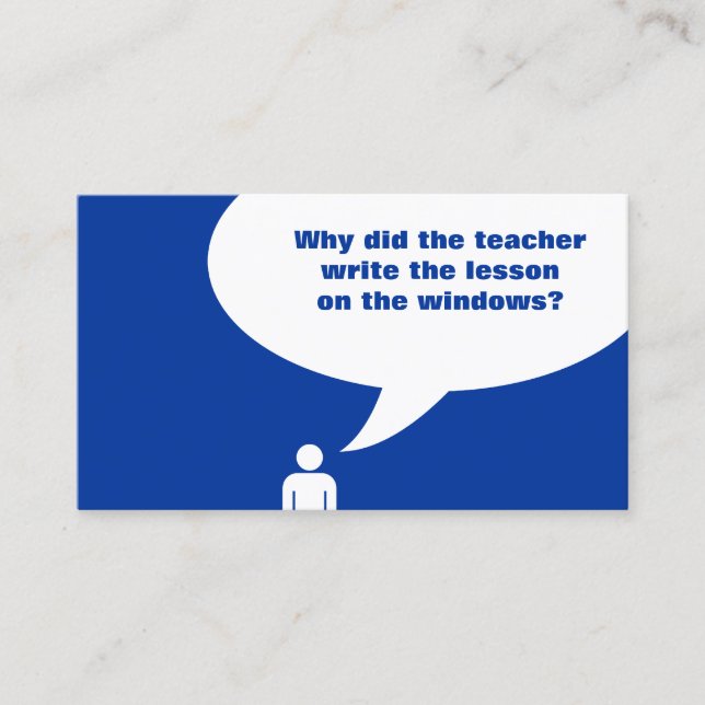 teacher lesson plan joke (colour customisable) business card (Front)