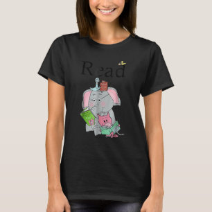 Teacher Library Read Book Club Cute Elephant Read  T-Shirt