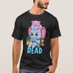 Teacher Library Read Book Club Cute Piggie Elephan T-Shirt