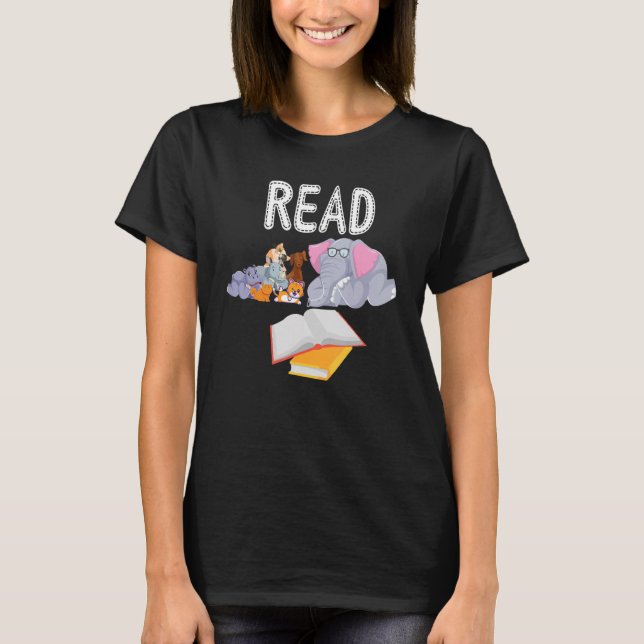 Teacher Library Read Book Club Piggie Elephant Pig T-Shirt (Front)