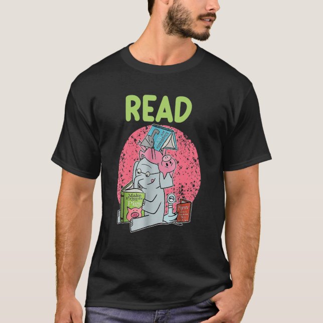 Teacher Library Read Book Club Piggie Elephant Pig T-Shirt (Front)