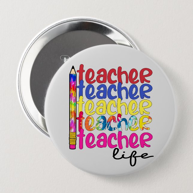 Teacher Life 10 Cm Round Badge (Front & Back)