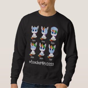 Teacher Life 2020 Unicorn Wearing Mask Wrong Funny Sweatshirt