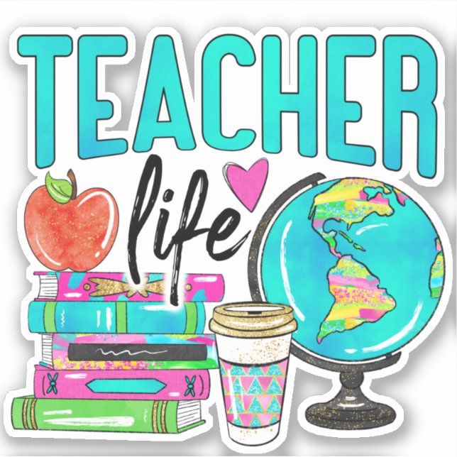 teacher life colourful planner notebook laptop (Front)