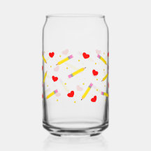 Teacher Life Cute School Can Glass