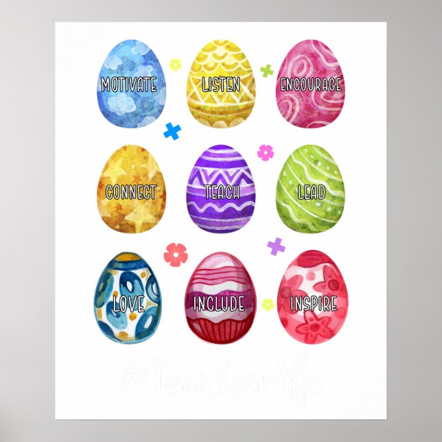 teacher life eggs, retro, vintage poster (Front)