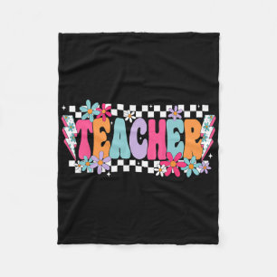 Teacher Life Happy First Day Of School Funny Back Fleece Blanket