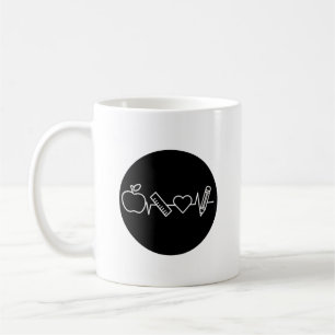 Teacher Life Heartbeat Mug   Minimalist School 