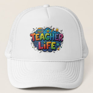 Teacher Life Pop Art Comic Style Teacher Gift Trucker Hat