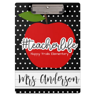 Teacher Life Red Apple Clipboard