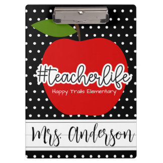 Teacher Life Red Apple Clipboard