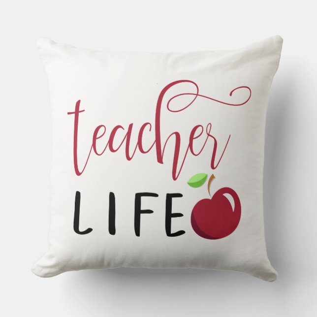 teacher life red apple teachers cushion (Front)