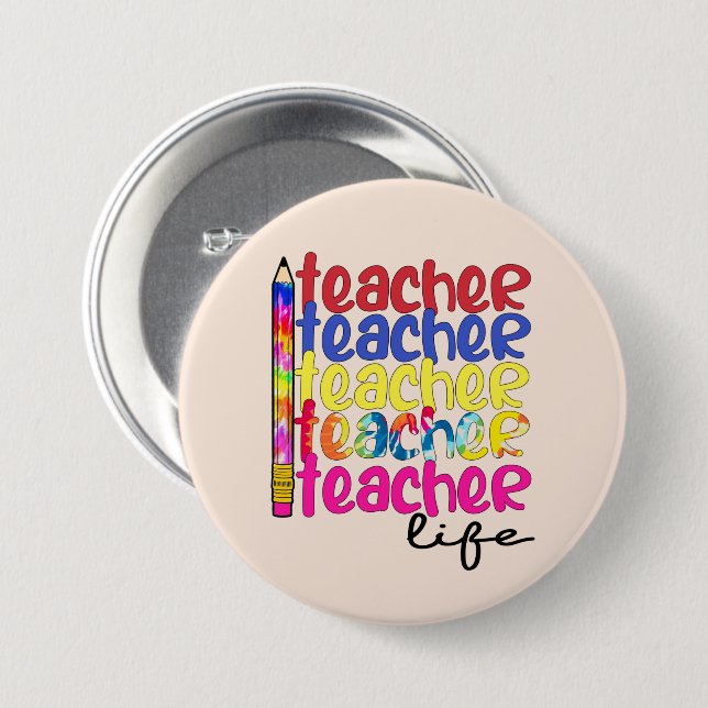 Teacher Life Repeated Pattern - Stylish Educator 7.5 Cm Round Badge (Front & Back)