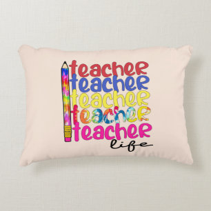 Teacher Life Repeated Pattern - Stylish Educator Decorative Cushion