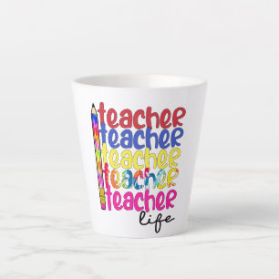 Teacher Life Repeated Pattern - Stylish Educator Latte Mug
