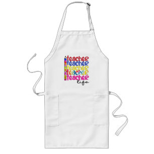Teacher Life Repeated Pattern - Stylish Educator Long Apron
