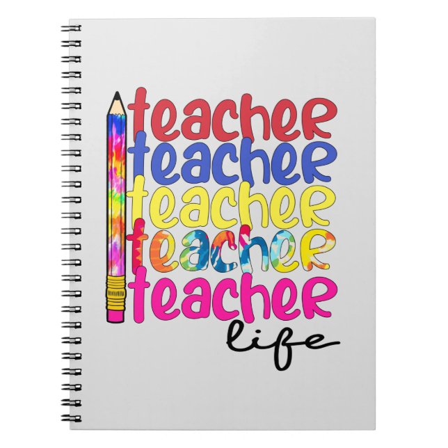 Teacher Life Repeated Pattern - Stylish Educator Notebook (Front)