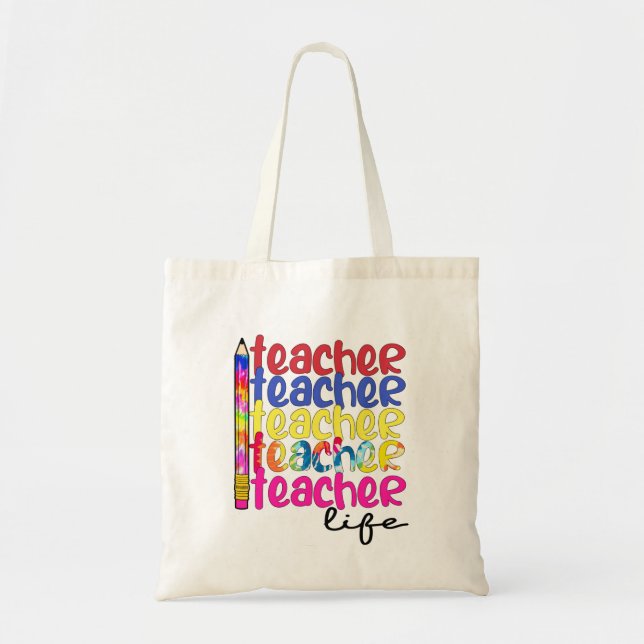 Teacher Life Repeated Pattern - Stylish Educator Tote Bag (Front)