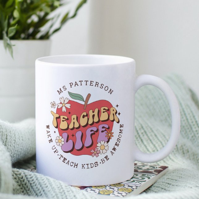 Teacher Life Wake Teach School Personalised Name Coffee Mug (Creator Uploaded)