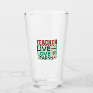 Teacher Live Love Learn Glass