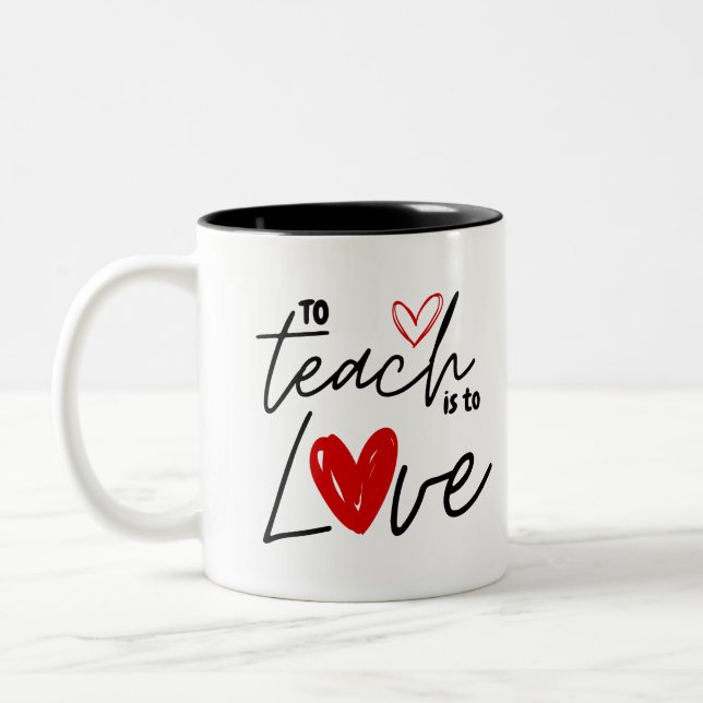 Teacher love 100th school teaching personalised Two-Tone coffee mug (Left)