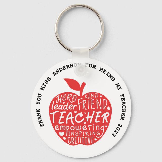 TEACHER LOVE INSPIRE Personalised Gift Under $4 Key Ring (Front)