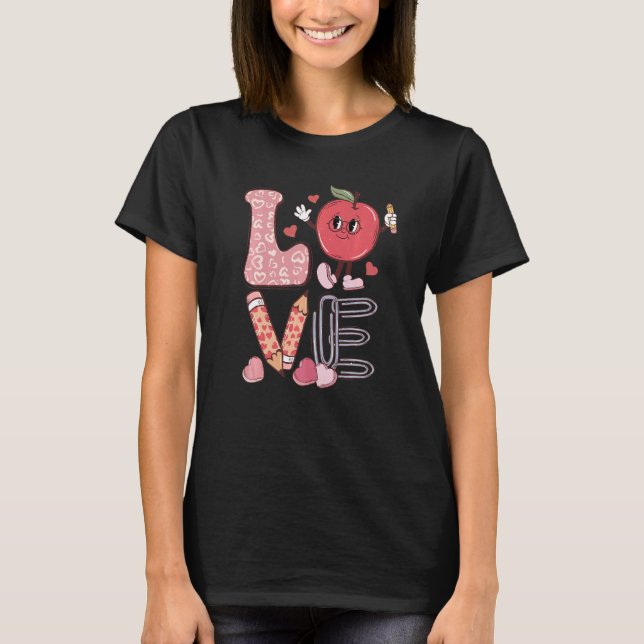 Teacher Love Retro Groovy Teachers Day T-Shirt (Front)