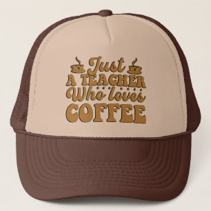 Teacher loves coffee word art  trucker hat